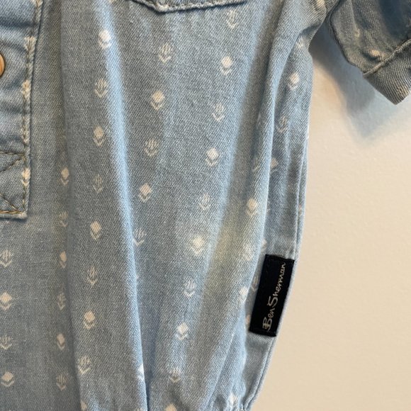Ben Sherman Chambray Button Down Onesie - Picture 3 of 4